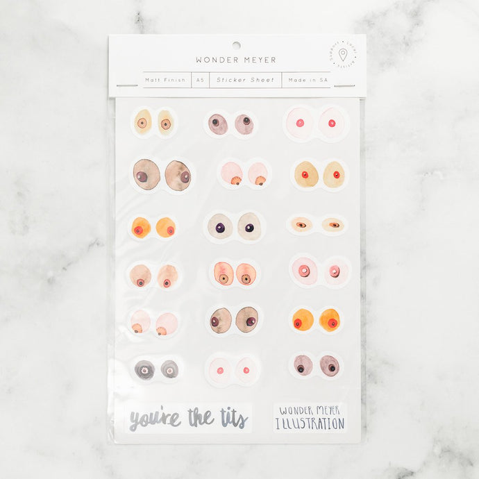 stickers pack boobs breasts watercolour illustrated