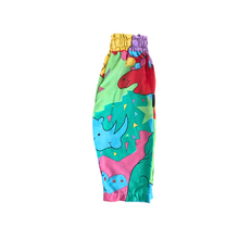 Load image into Gallery viewer, Colourful handmade children's pants with playful vintage animal print. By WONDERKIN