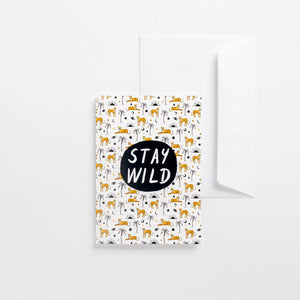 greeting card stay wild cheetahs Africa pattern illustrated envelope