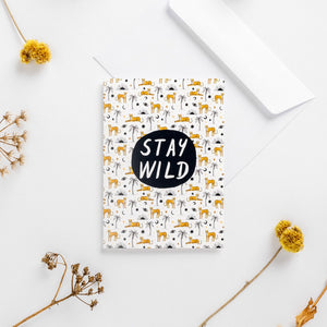 greeting card stay wild cheetahs Africa pattern illustrated