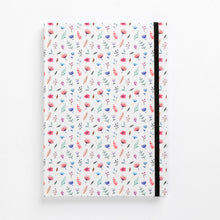 Load image into Gallery viewer, front flower bomb pattern notebook hard cover pastel girls girly ladies diary lined