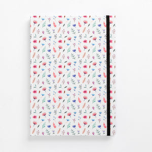 front flower bomb pattern notebook hard cover pastel girls girly ladies diary lined