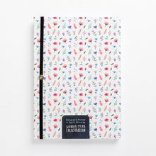 Load image into Gallery viewer, back flower bomb pattern notebook hard cover pastel girls girly ladies diary lined