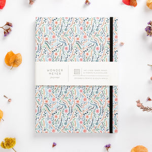 flowers meadow colourful floral hard cover notebook diary