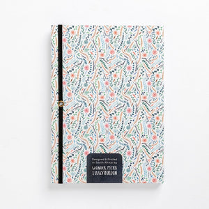 back flowers meadow colourful floral hard cover notebook diary