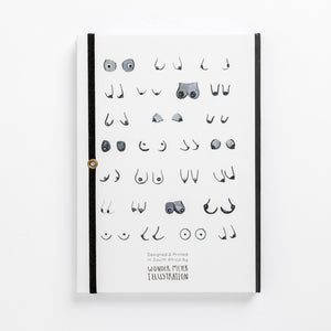 back book monochrome tits boobies boobs breast notebook women black white sizes shapes