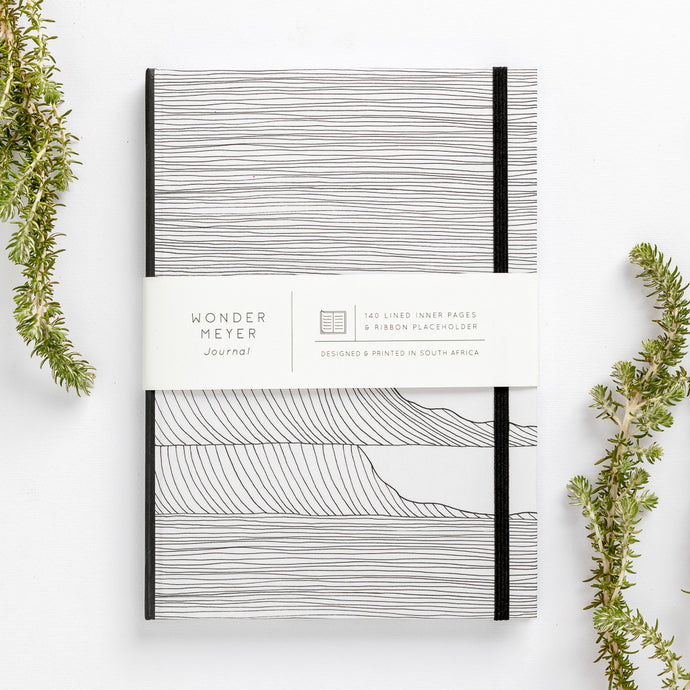 wave notebook monochrome hard cover lined journal