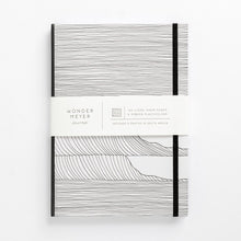 Load image into Gallery viewer, wave notebook monochrome hard cover lined journal front
