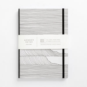 wave notebook monochrome hard cover lined journal front