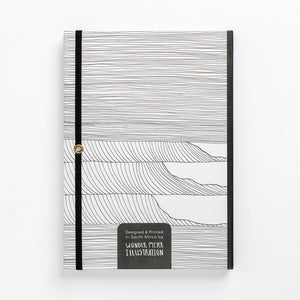 wave notebook monochrome hard cover lined journal back