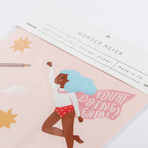 stickers pack cute positive super girl laptop ramen stars coffee detail