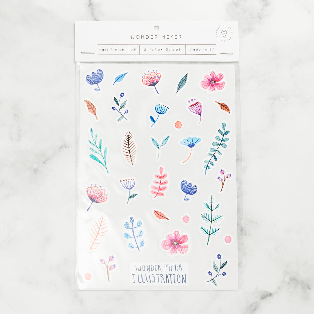 stickers pack flowers nature colourful pastel